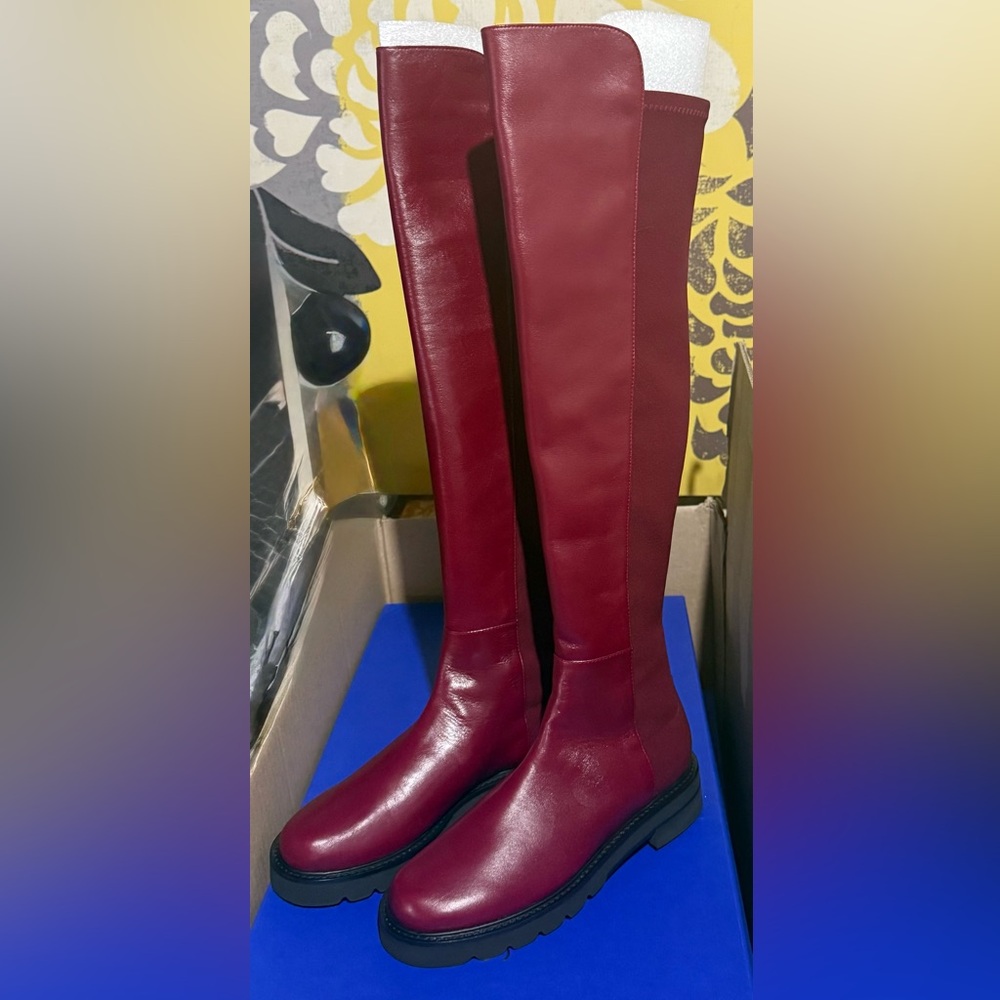 Stuart Weitzman Burgundy Combat Boots